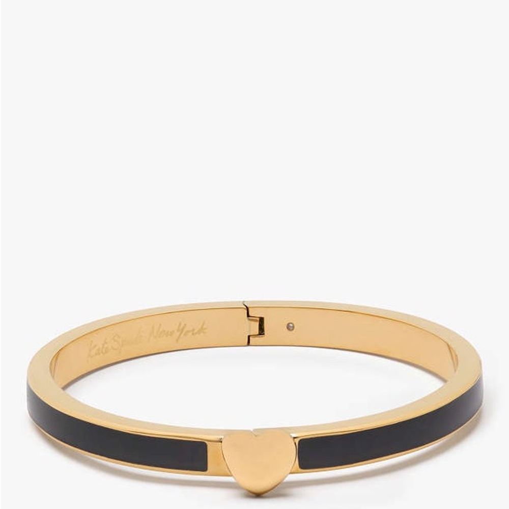 Kate Spade Heart You Enamel Hinged Bangle Black and Gold